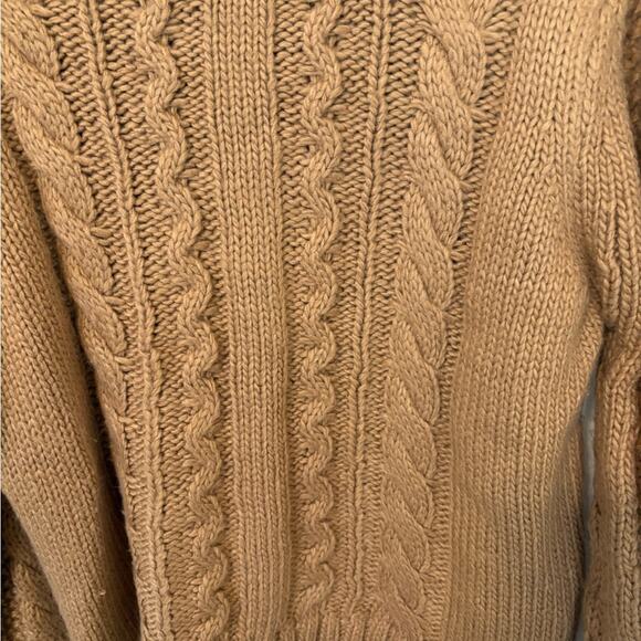 Elie Tahari Chunky Cable Knit Sweater in Camel Brown, Size L - Picture 4 of 9